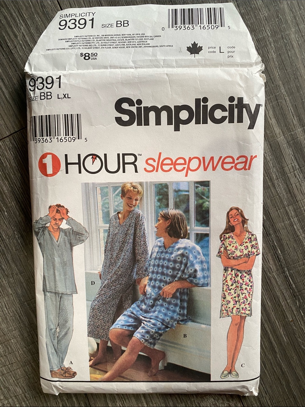 Simplicity Sewing Pattern 9391 One Hour Sleepwear L/XL